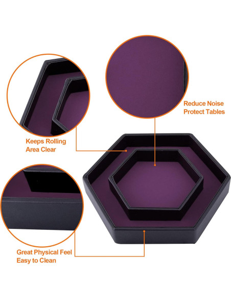 Bandeja Hexagonal para Dados SIQUK con Tapa Púrpura