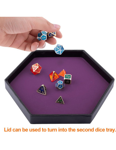 Bandeja Hexagonal para Dados SIQUK con Tapa Púrpura