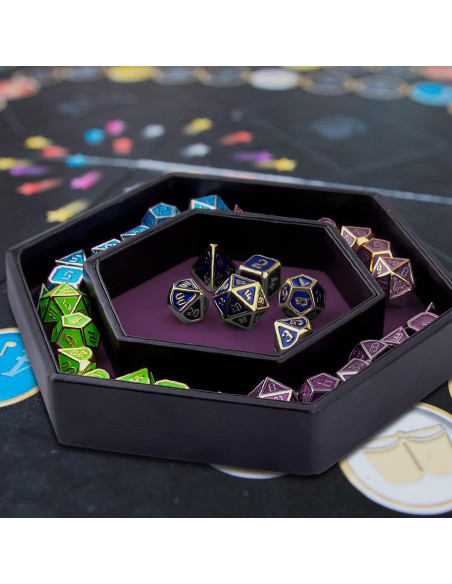 Bandeja Hexagonal para Dados SIQUK con Tapa Púrpura