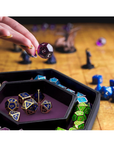 Bandeja Hexagonal para Dados SIQUK con Tapa Púrpura