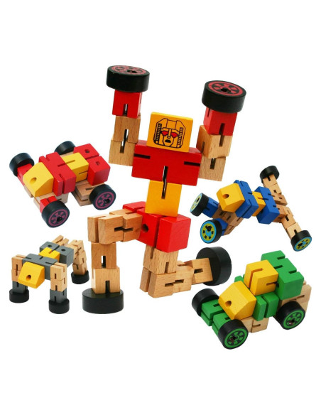 TOWO Robot Transformador de Madera - Azul - 16x9 cm TOWO Robot Transformador de Madera - Azul - 16x9 cm
