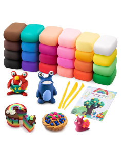 Kit de Arcilla de Secado al Aire Exptolii 24 Colores y 3 Herramientas