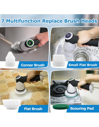 Cepillo Eléctrico Kecoreay ECB-881 con 7 Cabezas y Pantalla LED