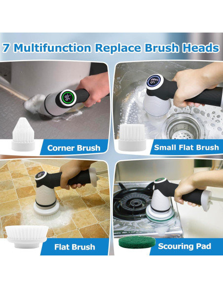 Cepillo Eléctrico Kecoreay ECB-881 con 7 Cabezas y Pantalla LED