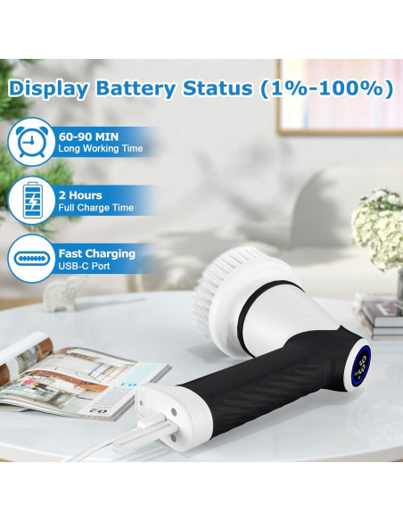 Cepillo Eléctrico Kecoreay ECB-881 con 7 Cabezas y Pantalla LED