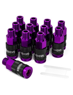 GASHER Acoplador de Aire 1/4" Macho 12 Piezas Aluminio