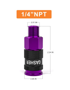 GASHER Acoplador de Aire 1/4" Macho 12 Piezas Aluminio 2