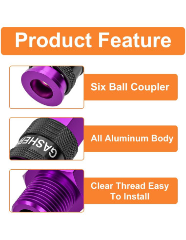 GASHER Acoplador de Aire 1/4" Macho 12 Piezas Aluminio