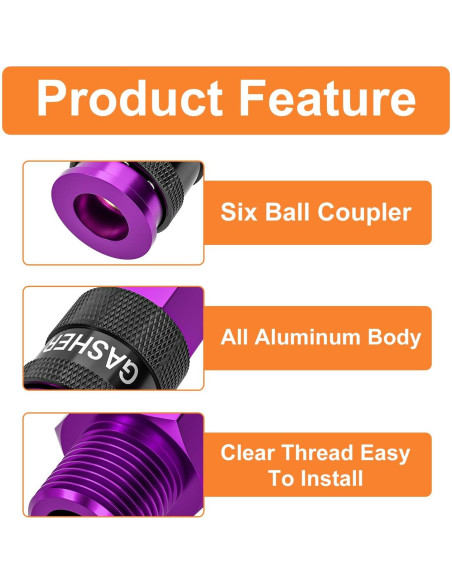 GASHER Acoplador de Aire 1/4" Macho 12 Piezas Aluminio