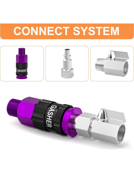 GASHER Acoplador de Aire 1/4" Macho 12 Piezas Aluminio