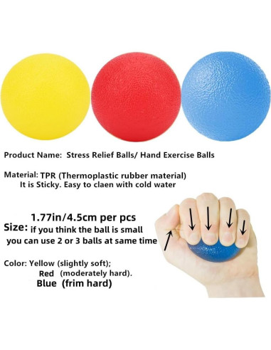3 Pelotas de Estrés FMELAH con 3 Resistencias para Mano