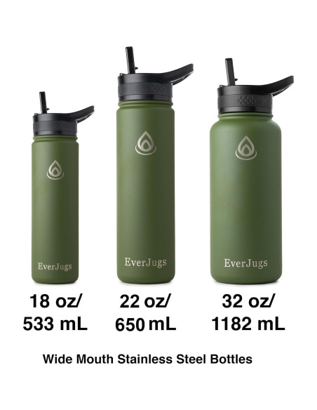 Botella de Agua EverJugs 0.95L Boca Ancha Acero Inoxidable