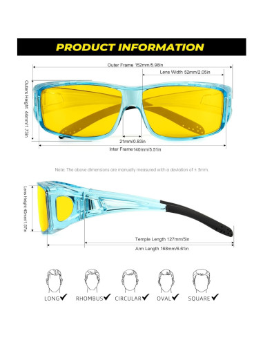 Gafas de Sol Polarizadas HD sobre Gafas para Hombres y Mujeres