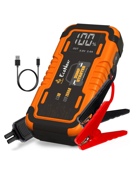 EcoNour Arrancador de Batería 1500A con Linterna LED