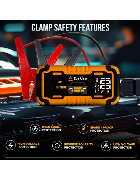 EcoNour Arrancador de Batería 1500A con Linterna LED