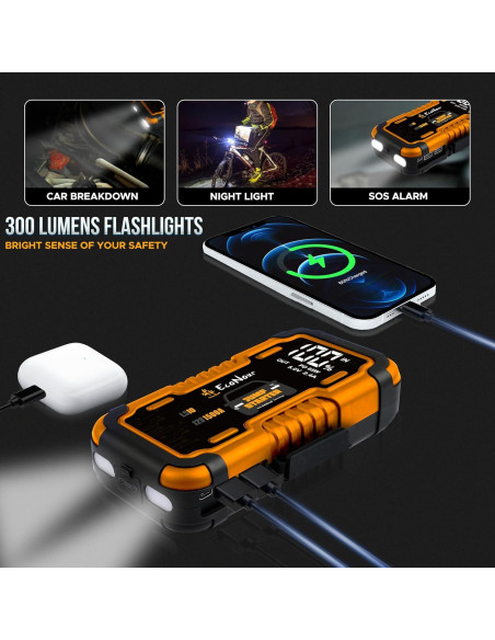 EcoNour Arrancador de Batería 1500A con Linterna LED