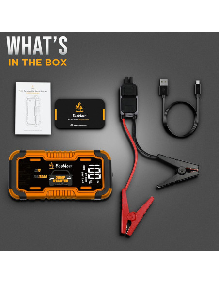 EcoNour Arrancador de Batería 1500A con Linterna LED