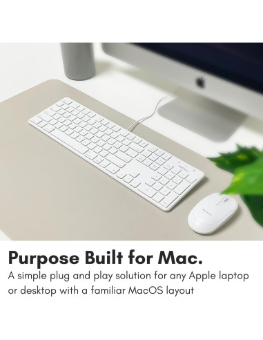 Teclado USB Macally Slim 104 teclas con cable blanco