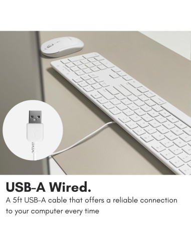 Teclado USB Macally Slim 104 teclas con cable blanco