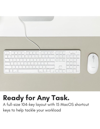 Teclado USB Macally Slim 104 teclas con cable blanco
