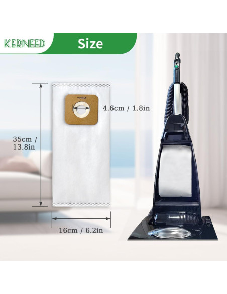 Paquete de 8 bolsas HEPA Kerneed RAH-6 para aspiradoras Riccar