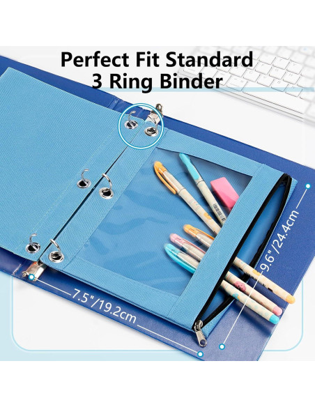 Estuche para lápices Forvencer 3 anillas negro con ventana Estuche para lápices Forvencer 3 anillas negro con ventana