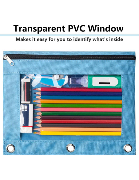 Estuche para lápices Forvencer 3 anillas negro con ventana Estuche para lápices Forvencer 3 anillas negro con ventana