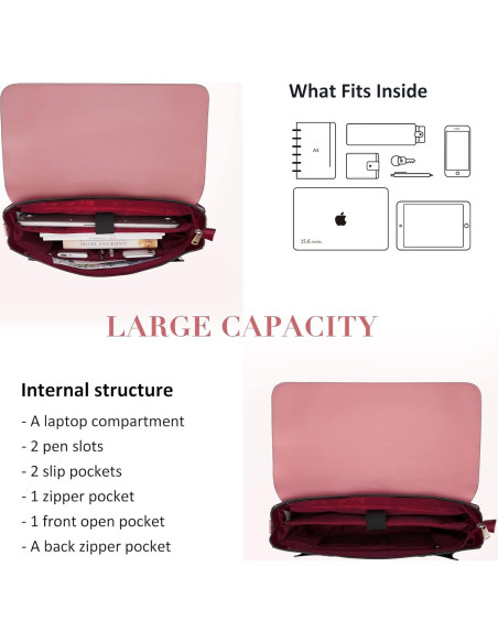 Bolsa para Laptop ECOSUSI Rosa 15.6" Cuero Vegano