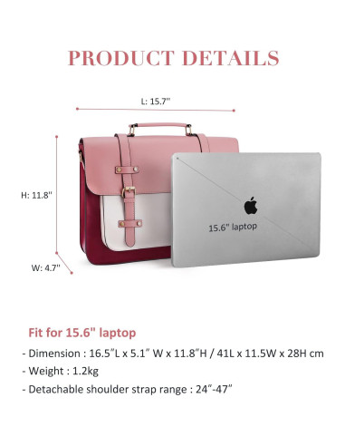 Bolsa para Laptop ECOSUSI Rosa 15.6" Cuero Vegano