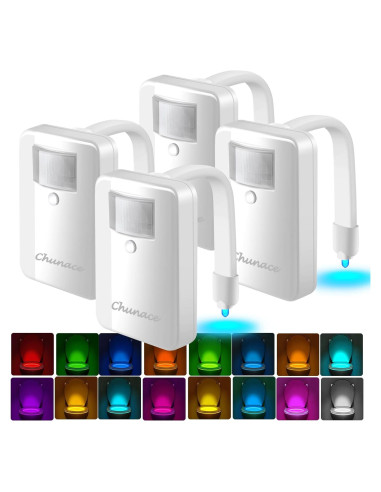 Luz Nocturna para Inodoro Chunace 4 Pack LED Multicolor