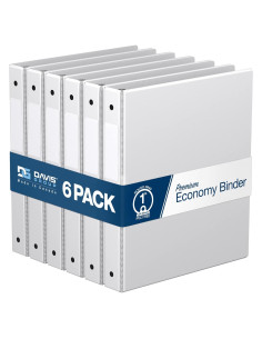 Paquete de 6 Carpetas Premium Davis Group 3 Anillas 2,54 cm Blancas