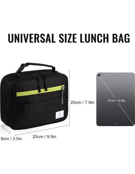 Bolsa de Almuerzo Genteen Aislada 5L Negra para Niños