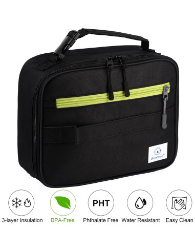Bolsa de Almuerzo Genteen Aislada 5L Negra para Niños