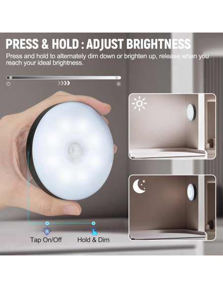 Luz Nocturna LED DWEPTU con Sensor de Movimiento 2 Pzs