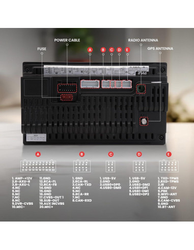 Receptor Estéreo Pyle Double DIN 7" HD Bluetooth GPS