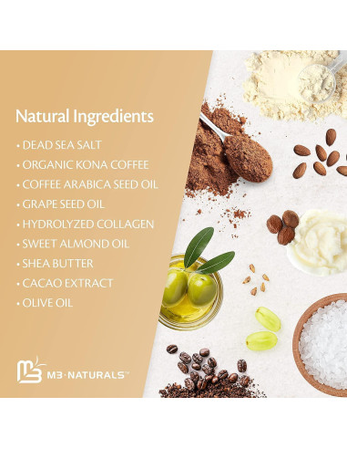 Exfoliante de Café Arábica M3 Naturals 340g con Colágeno