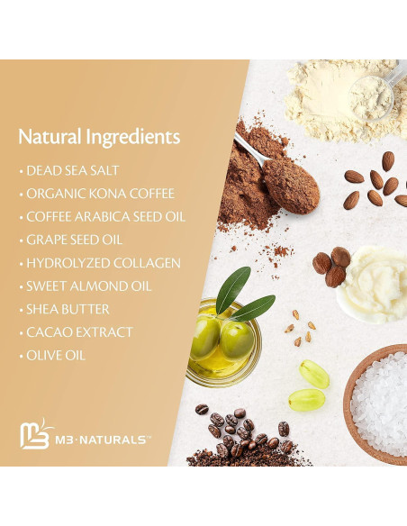 Exfoliante de Café Arábica M3 Naturals 340g con Colágeno