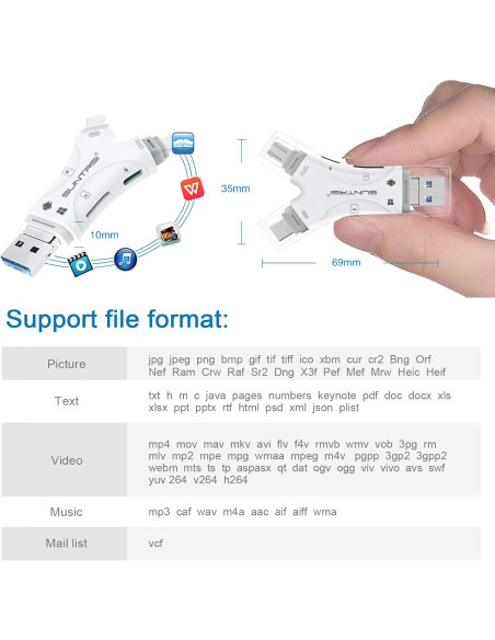 Lector de Tarjetas SD 4 en 1 SUNTRSI para iPhone y Android