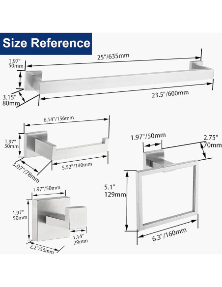 Juego de Accesorios de Baño 5 Piezas Delarkusi Níquel Cepillado