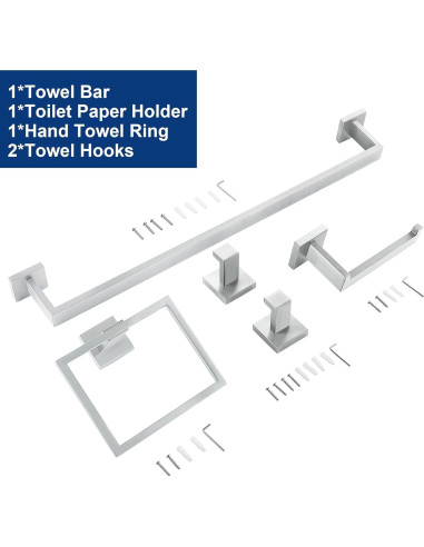 Juego de Accesorios de Baño 5 Piezas Delarkusi Níquel Cepillado