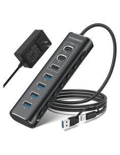 Hub USB 3.2 Alimentado Rosonway 7 Puertos 10Gbps