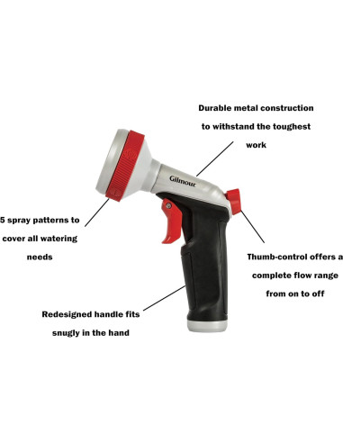 Boquilla de Manguera Gilmour 5 Patrones de Riego Metal