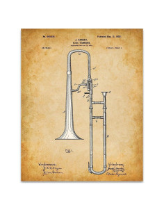Impresión Trombón - Sin Enmarcar 27,9x35,6 cm - Decoración Musical