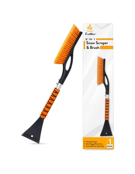 Cepillo de Nieve EcoNour 68.58 cm con Raspador de Hielo Naranja