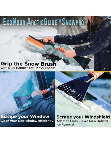 Cepillo de Nieve EcoNour 68.58 cm con Raspador de Hielo Naranja