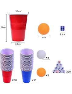 GOLDGE 60 Vasos Plástico Reutilizables 480 ml + Pelotas Ping Pong 2