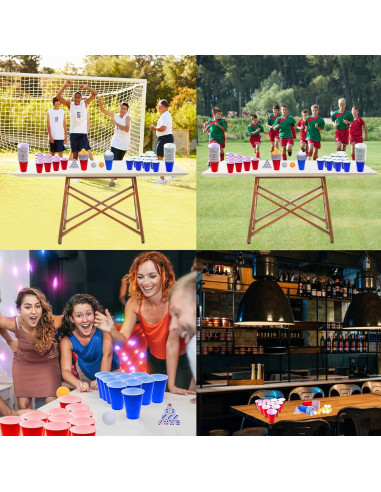 GOLDGE 60 Vasos Plástico Reutilizables 480 ml + Pelotas Ping Pong