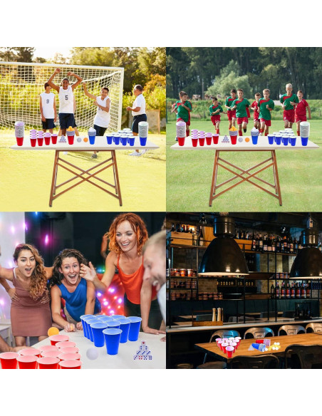 GOLDGE 60 Vasos Plástico Reutilizables 480 ml + Pelotas Ping Pong