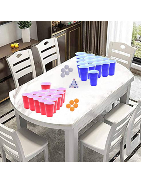 GOLDGE 60 Vasos Plástico Reutilizables 480 ml + Pelotas Ping Pong