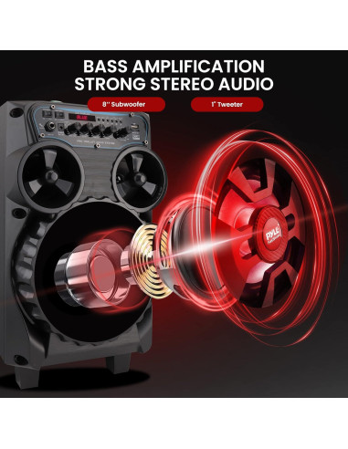 Altavoz PA Bluetooth Pyle PPHP87BTA 580W 20.32cm Karaoke